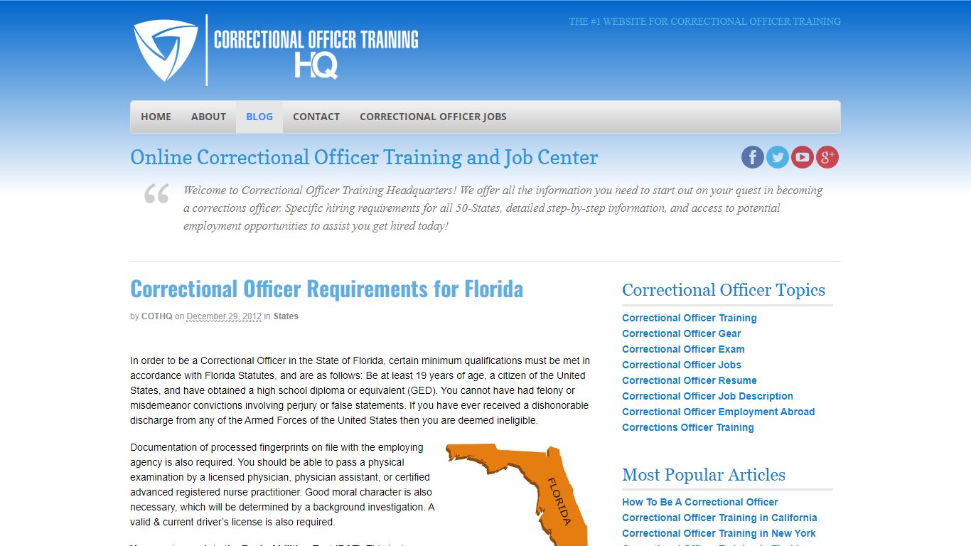 Correctional Officer Requirements for Florida